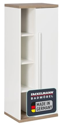 FACKELMANN Midischrank Stanford/gedämpfte Scharniere/Maße (B x H x T): ca. 42 x 106 x 32 cm/hochwertiger Schrank/Anschlag: rechts/Korpus & Front: Weiß/Abdeckplatte und Boden: Braun hell