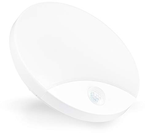 Popp® Plafón LED con Sensor de movimientos por Infrarrojos tipo ojo de buey 10W IP44 900Lumen blanco,SMD2835 interior,exterior,pasillos,cocinas,garaje ref:SM-11A (Pack 1 unidad)