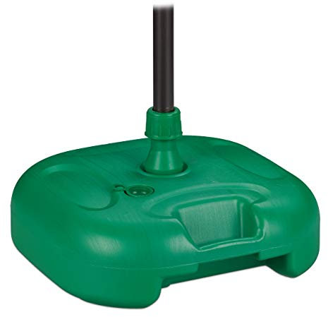 Relaxdays Supporto per ombrellone, riempito con acqua o sabbia, dimensioni del bastone: 25 – 32 mm, base in plastica 44 x 42 cm, verde