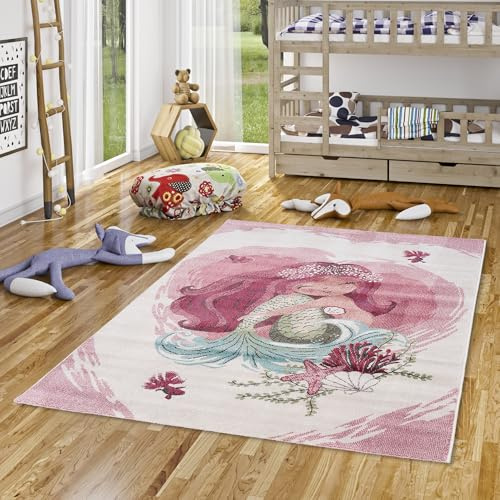 Pergamon Kinder Teppich Maui Kids Meerjungfrau Pink Creme in 5 Größen