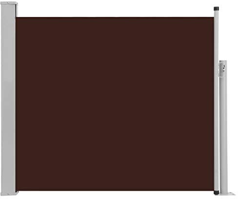 Tidyard Ausziehbare Seitenmarkise Sonnenschutz Sichtschutz Gehäuse und Standpfosten komplett Seitenwandmarkise Ausziehbar, Seitenrollo Balkon, Terrasse und Garten, Windschutz 100x300 cm Braun