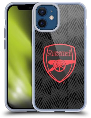Head Case Designs Officially Licensed Arsenal FC Black Crest and Gunners Logo Soft Gel Case Compatible With Apple iPhone 12 Mini