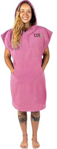 COR Surf Poncho à Langer avec Capuche et Poche Avant | Combinaison de plongée épaisse en Microfibre à séchage Rapide pour Le Surf, la Plage, la Piscine, la Natation (Taille M - Rose)