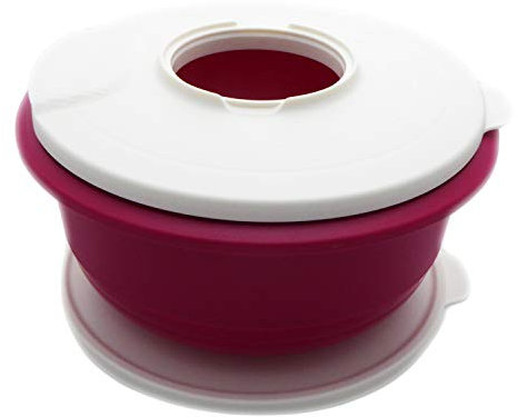 Tupperware Peng Schüssel 3,5 Liter Rührschüssel mit Spritzschutzdeckel und normalem Deckel - Servierschüssel Lila Brombeere Weiß