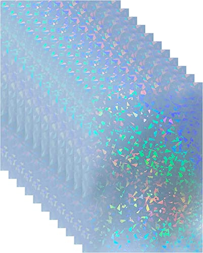 20 fogli formato A4, olografici, effetto cocci di vetro, pellicola laminata a freddo, con glitter, fogli per plastificatrice, rivestimento olografico, autoadesivi.