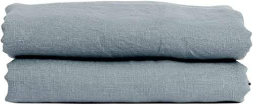 My Linen Home Lenzuolo Sopra Lino Lavato (100% Stonewashed) in Blu grigio, 140x250 cm I Ipoallergenico, termoregolatore e traspirante I Delicato e morbido anche per la pelle più sensibile