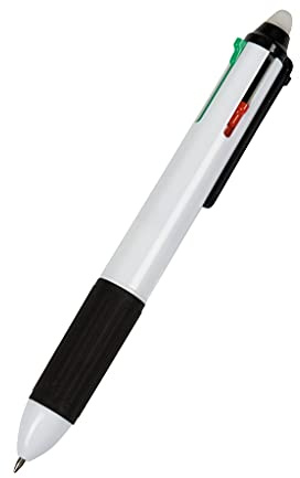 WEDO 2564400 256226 Vierfarb-Kugelschreiber (mit Schiebemechanik und vier auswechselbaren DIN Kurz-Minen im Etui) chrom/schwarz/rot/blau/grün, nur Stift