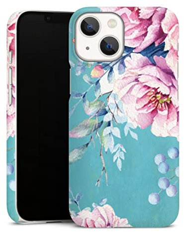 Custodia premium compatibile con Apple iPhone 13 Mini Cover per smartphone Custodia opaca Blu pink Fiori