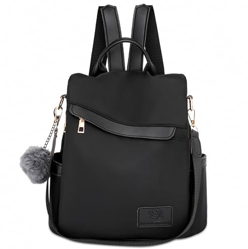 DORRISO Damenrucksack Klein 2 in 1 Diebstahlsicher Wasserdicht Leicht Cityrucksack Handtasche — Eleganter Rucksack für Arbeit, Reisen und Alltag Schwarz A