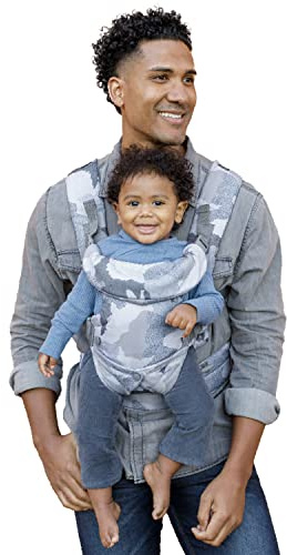 Infantino Marsupio Flip Advanced 4-in-1, Ergonomico, Convertibile, Posizione Fronte-Genitore e Fronte-Strada, Anteriore e Posteriore, per Neonati e Bambini da 3,6 a 14,5 kg, Mimetico Blu