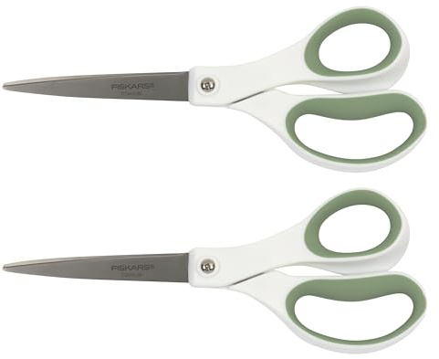 Fiskars Everyday Softgrip Titanium Fashion Schere, 20,3 cm, 2 Stück, Waldfarn 1067267