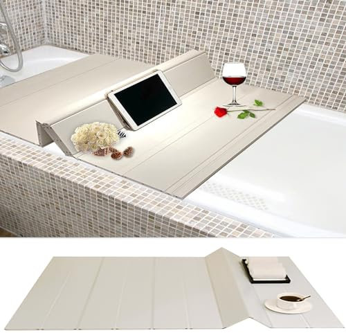Coperchio Pieghevole Per Vasca Da Bagno 170x75x0.7cm, Impermeabile E Antipolvere, In PVC Con Schede Di Isolamento E Mensola
