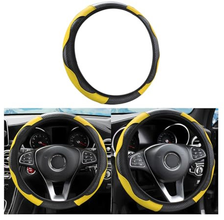 CGEAMDY Housse de volant universelle antidérapante et respirante en cuir microfibre, diamètre 37-38 cm, coutures élastiques, couleur volant protecteur, accessoires de voiture