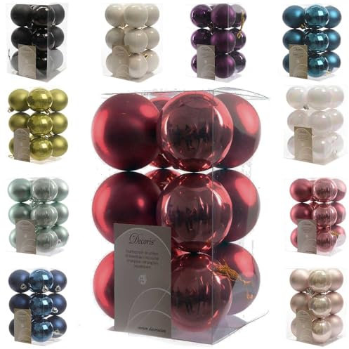 LS-LebenStil 12 Exklusive Weihnachtskugeln Christbaumkugeln Rot Ochsenblut 6cm Kugel Christbaumschmuck Weihnachtsdeko Kunststoff, bruchsicher/bruchfest, ideal auch für den Außenbereich