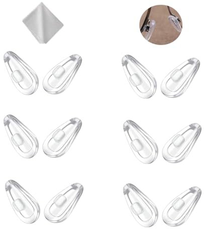 Nasenpads zum Eindrücken, 15 mm, weiches Silikon, Luftkammerbrille, Ersatz-Nasenpolster, Anti-Rutsch-Nasenstück für Brillen, Sonnenbrillen, 6 Paar
