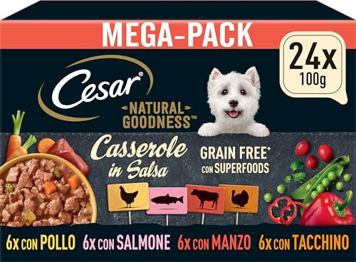 Cesar Natural Goodness Premium Hunde Nassfutter in der Schale 4 Varietäten in Sauce in Terrine Megapack 24x100g