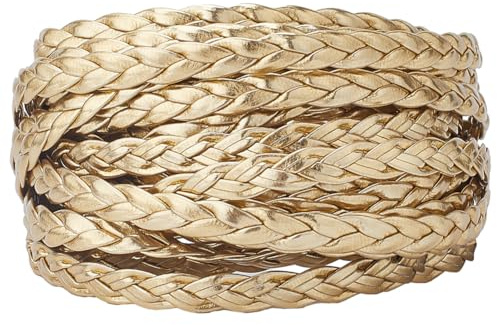 GORGECRAFT 5m*7mm*2mm Cordoncino in Pelle PU Color Oro Piatto Intrecciato per Braccialetti, Cavigliere, Collana - Creazione Gioielli Artigianato