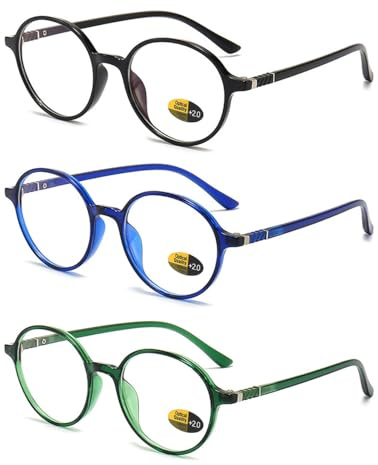 MAGIMODAC Damen Herren Blaulichtfilter Lesebrille Runde Oval Anti Blaulicht Lesehilf Sehhilfe Computer Brille mit Sehstärke (Schwarz Blau Transparent,2.00)