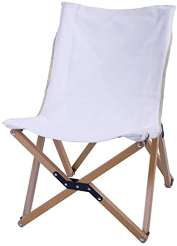 REEKOS Outdoorstuhl Campingstuhl Klappstuhl Tragbarer Campingstuhl, Leicht, Faltbar, Outdoor-Camping-Klappstühle, Ultraleichter Massivholzstuhl Angelstuhl Faltstuhl Camping-Stühle (Color : White)