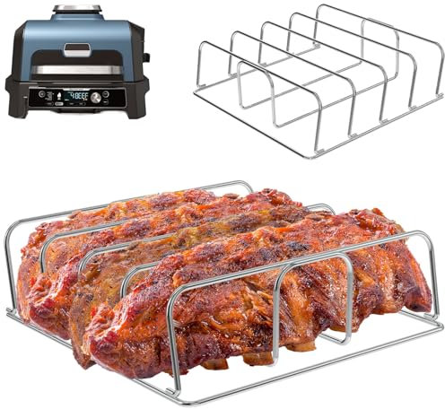 WEBROIL Rib Racks Compatible with Ninja Woodfire Outdoor Grill OG800, OG850, OG900, OG951, OG952 Series Accessories, Stainless Steel Roast Rack for Ninja Woodfire Smoker Pro Connect XL Accessories