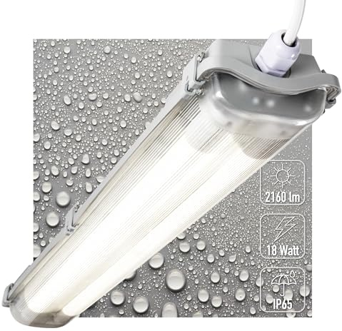 Proventa Feuchtraumleuchte mit LED-Röhren 60 cm 2x 9W neutralweiß IP65