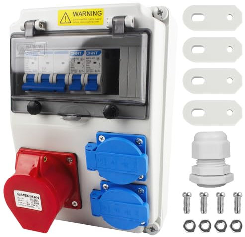 XPJBKC Copri Quadro Elettrico 230V, Distributore di Corrente con Interruttore Fi e Ls, Distributore Quadri Elettrici con Prese 2x230V e 1xCEE 16A Cablate, Quadro Elettrico da Cantiere IP44