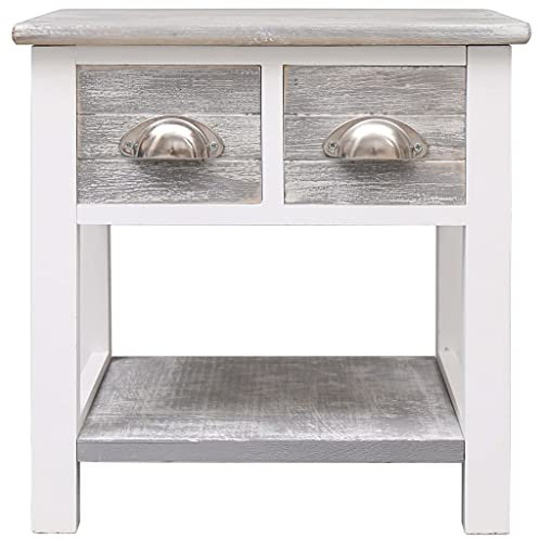 ULUYYUC Nachttisch Schmal Balkontisch Balkon Tisch Camping Tisch - Beistelltisch Grau 40x40x40 cm Paulownia Holz für Balkon Schlafzimmer Garten Wohnbereich