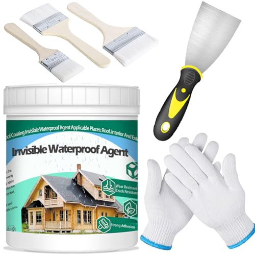 QUKLOGEN 1 kg 35,3 fl.oz transparent vattentät beläggning med träborste spade skrapa handske för badrum, kakel läcka vattentät universell tätning