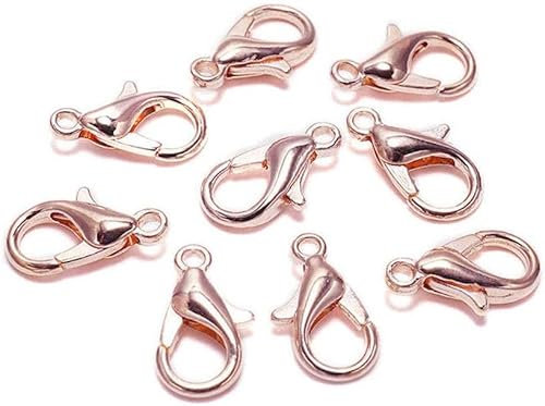 XIANMY Karabinerverschlüsse, Schlüsselanhänger, Schnallen, DIY-Zubehör für Armband, Schmuck, Schlüsselanhänger, Roségold, 12 mm, 50 Stück