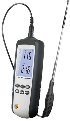 ERICAT Misuratore di velocità del Vento Digitale, Anemometro Termico Portatile, Gamma di velocità del Vento 0,1-25 M/s E Gamma di Volumi dell'Aria: 0~99999m³/min, per Il Volo Dell'aquilone
