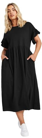 Yours Curve Cotton Frill Sleeve Maxi Dress - Women's - Plus Size Curve