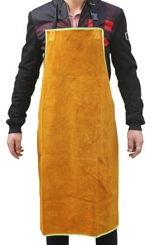 GZKDKZB Leather Clothes Welding Apron with Sleeve, Heat Flame Resistant Weld Coat Welder Jackets for Men & Women