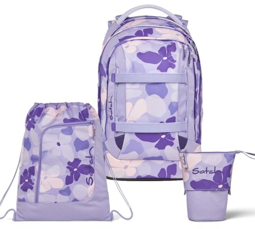 Satch Pack Pencil Slider Light Edition Schulrucksack Set 3tlg. inkl. Sportbeutel (Lilac Blossom)