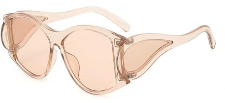 PPFVVTV Lunettes de soleil ovales à grande monture. Style punk, multi-verres, haut de gamme, tendance, pour femme (champagne).