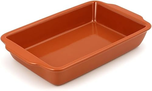 Cazuela barro horno olla tartera besuguera rectangular o redonda hornear - HORNO - MICROONDAS - LAVAVAJILLAS - FUEGO DIRECTO (BARRO ROJO ESMALTADO, 37 X 22 X 5 CMS)