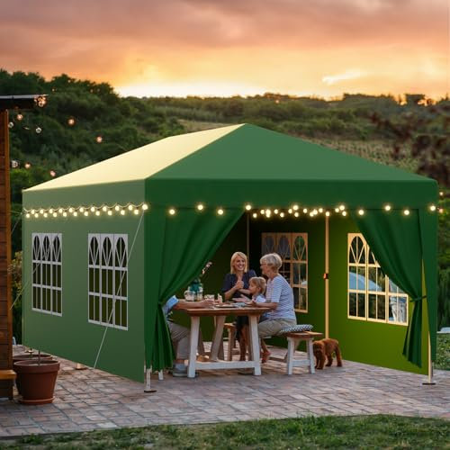 arvioo Pavillon 3x6m mit 6 Seitenwänden, Mehr Platz für Deine Party, Faltpavillon Wasserdicht Sonnenschutz 3-Fach Höhenverstellbar, Pop Up Partyzelt aus Metallgestell & 210D Oxford-Gewebe (Grün)