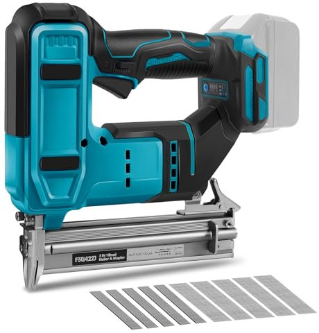 18GA Cordless Brad Nailer Compatible with Makita 18V Battery, 2 in 1 Brushless Nail Gun/Staple Gun with 500 Nails and 500 Staples Battery Powered for Home Improvement DIY Woodworking (No Battery)