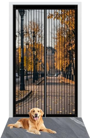Moustiquaire Porte Fenetre Magnetique 100 x 186 cm Maille Ultra Fine Magnetique Rideau Porte Kit D'Installation Complet pour La Plupart Les Types de Fenêtres Ou Porte, Noir