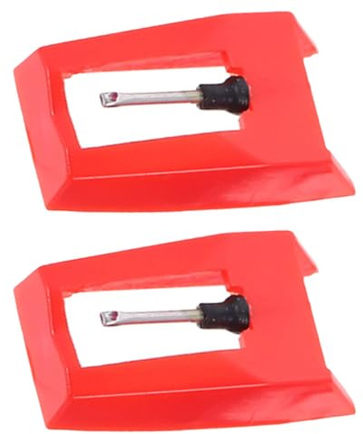 Ago di Ricambio per Lettore Vinili, Cartuccia, 2 Pezzi Rossi | Cambio Rapido, Suono Nitido, Aghi Intercambiabili, Struttura in Plastica e Alluminio, Design Classico