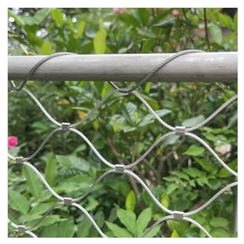 DTVEW 304 Malla de Cuerda de Acero Inoxidable, Malla Metálica Tejida Valla de Jardín 9cm/1.5mm Valla de Escaleras de Balcón, Red de Protección Patio Jardín(0.8x13m)