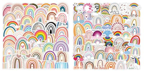 120 Stück Regenbogen Aufkleber,Wasserfeste Stickers Pride Sticker Regenbogenbrücken Ästhetische Wasserflaschen Bunte Abziehbilder Deko Kindergeburtstag für Laptop Gepäck Computer