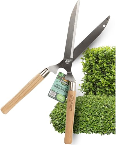 Growers Own Stainless Steel Garden Hedge Shears with Durable Ash Wood Handle – Heavy Duty Hedge Clippers for Shrubs & Ornamental Plants. Garden Pruning Tool for Beginners & Professional Growers