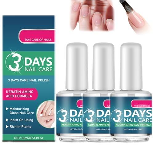 3-Tage-Nagelpflege, Keratin-Aminosäure-Formel, Nagelstärker Für Schwache Und Beschädigte Nägel, 16 Ml Wachstumsserum & Klarlackbehandlung, Fördert Stärke Und Flexibilität (3PCS)