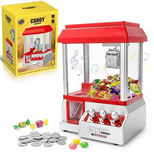SGM Mini Candy Grabber Machine for Kids | Refillable Claw Arcade Game Toy with Music, 20 Tokens & Dual Power (Battery/Plug-in) | Enhances Focus & Coordination | Perfect Birthday Party Gift