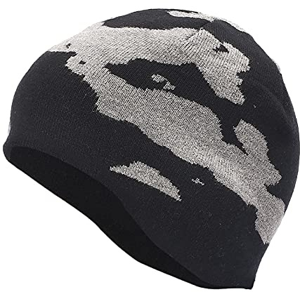 Generisk björnpälsmössa öronski-moln-hatt-cykelsport-dubbelskikts-set marm vinter stickad mössa blå, GRÅ, one size