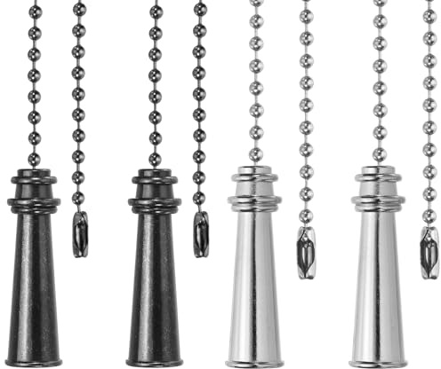 PATIKIL 4 cadenas de tracción para ventilador de techo, extensor de cadenas de lámpara de aleación de 13.2 pulgadas con colgante de torre, adorno de extensión decorativo para ventilador de luz