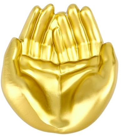 HOBBIESAY 1PCS Golden Hand Shape Key Holder Bowl Funny Entryway Key Tray for Desk Resin Hands Bowl Dish Sculpture Offering Hands Dish Candy Holder for Succulent Planter Crystal Rock