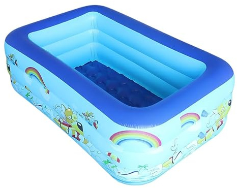 Piscine Gonflable Enfant Rectangulaire en PVC Épaissi avec Fonds Amorti Sécurisé, Pataugeoire Bébé Multifonction, Bac à Balles Portable Facile à Gonfler pour Jardin, Appartement, Fête d’Anniversaire
