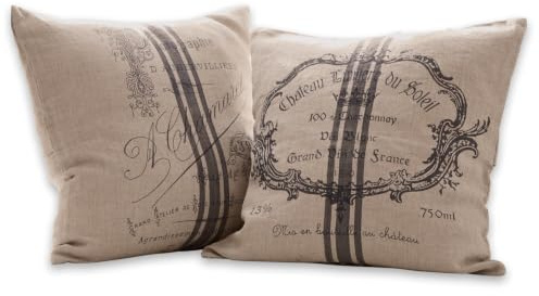 Loberon Kissenhülle 2er Set Jourdain, leinen | nostalgische französische Drucke, Elegante Schriftzüge, Kissenbezug, Wohn-Accessoires, Wohntextilien, Leinen, Perlmutt