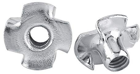 FTVOGUE Juego de Surtido Tuercas Cuatro Puntas Tuercas Acero Al Carbono Con Recubrimiento Zinc Pata Los Muebles Trabajar Madera(M5 50pcs)